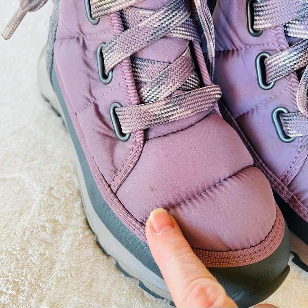 THE NORTH FACE THERMOBALL LACE UP SNOW WATERPROOF SNOW BOOTS SIZE 5 PURPLE